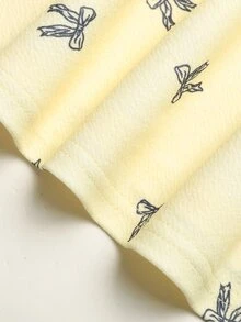 SHEIN Tween女孩兒童款簡約碎花飾邊圓領長袖寬鬆休閒甜美洋裝，度假休閒長袖碎花洋裝 - 彩色 - 查看 5