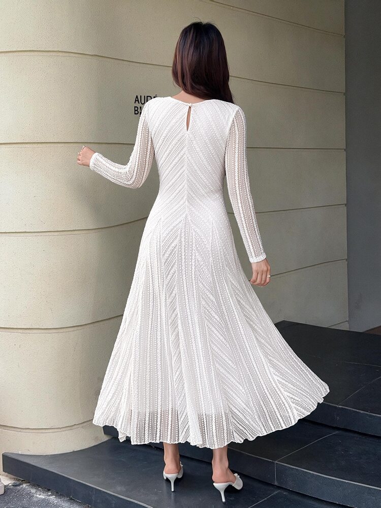 Feyla Women's Solid Color Pleated Casual Party Dress - Apricot - View 6