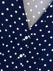 GlowEve CURVE Plus Size V-Neck Casual Dress, Elegant & Versatile For Daily, Vacation, Wedding, Party, Slimming & Flattering - Navy Blue - View 5