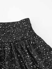 SHEIN 青少年女孩返校休閒卡其色鬆緊腰百褶短裙 - 黑色 - 查看 7