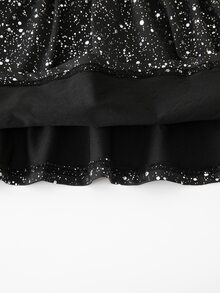 SHEIN 青少年女孩返校休閒卡其色鬆緊腰百褶短裙 - 黑色 - 查看 4