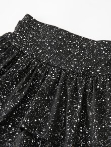 SHEIN 青少年女孩返校休閒卡其色鬆緊腰百褶短裙 - 黑色 - 查看 6