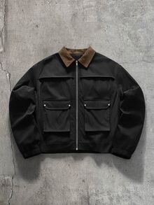 AXEPEAK Men's Autumn Fashion Versatile Jacket - Black - View 2