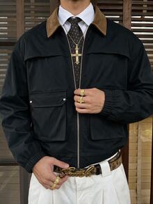 AXEPEAK Men's Autumn Fashion Versatile Jacket - Black - View 1