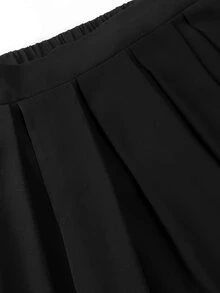 Rometta Plus Size Women's Chiffon Solid A-Line Skirt Fall Cloth For Women - Black - View 11