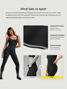 GLOWMODE 24" FeatherFit™ Tummy Control Open Back Gym Yoga Pilates Sports Jumpsuit Bodysuit Elegant For Woman - Black - View 3