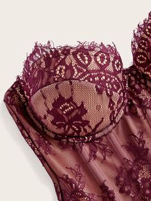 Vowa Women's Lace Strappy Design Sexy Date Tube Top - Burgundy - View 9
