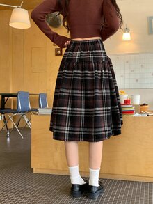 DAZY Women's Plaid Korean Style Versatile All-Season Skirt - Blue - View 2