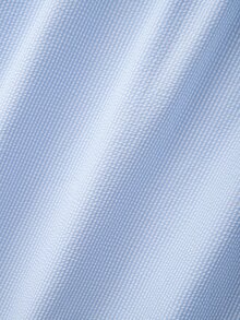 Rometta 大尺碼女款淺藍色條紋抓皺紋理蝴蝶結腰部休閒裙，優雅秋季休假風派對早午餐婚禮裙 - 淺藍色 - 查看 7