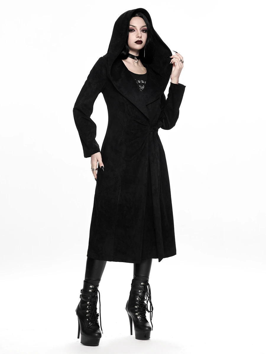 ROMWE Women's Regular Goth Wide Brim Cloak Long Coat With Button Closure, Mysterious Magic Style - Black - View 1