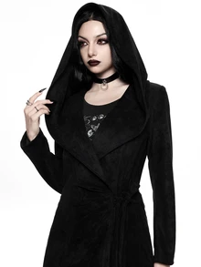 ROMWE Women's Regular Goth Wide Brim Cloak Long Coat With Button Closure, Mysterious Magic Style - Black - View 6