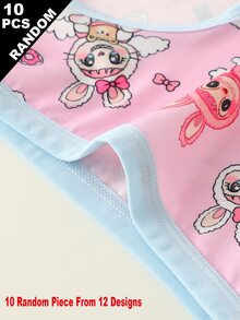 SHEIN Girls' Cartoon Rabbit Pattern Triangle Panties Young Girl' Underwear First Birthday Baby Pink White Baby Blue Orange Blue Baby Winter - Multicolor - View 6