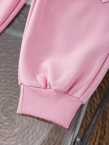 SHEIN 2pcs/Set Baby Girl Autumn/Winter Pink Purple Stylish Cute Bow Long Sleeve Sweatshirt Top And Pants Outfit Set Rave Family Cute Modest Matching - Pink - View 7