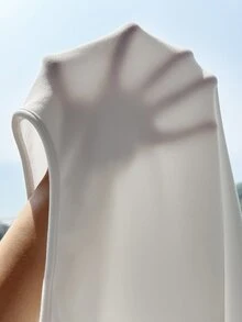 Comfortcana 大尺碼秋冬基礎領長袖修身彈性連身衣 - 白色 - 查看 6