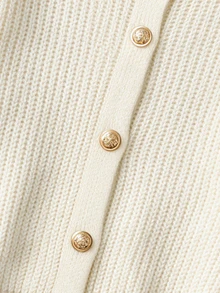 Franclia Women's Solid Color Drop Shoulder Long Sleeve Single-Breasted Casual Knit Cardigan - Apricot - View 7