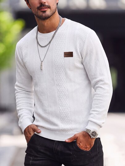 EGENSIO Men's Letter Print Crew Neck Long Sleeve Casual Pullover Sweatshirt