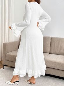 SHEIN Maternity Solid Color Casual Daily Summer Travel Dress - White - View 7