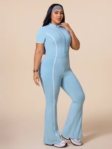 Rhythm Era Jumpsuit Minimalis Blok Warna untuk Olahraga Luar Ruangan Wanita Musim Semi/Panas 2026 - Baby Blue - View 4