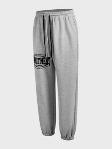 Gym Rark Boyfriend Style Men's Letter Print Drawstring Pocket Jogger Pants Sweat Pants - Grey - View 4