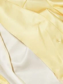 SHEIN MOD Plus Size Women's Yellow V-Neck Long Sleeve Top And Polka Dot Skirt 2 Pieces Set, Back To School, Campus Style - Pale Yellow - View 4