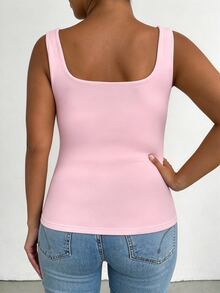 Elenzga Plus Size Women's Casual Sleeveless Top, Tank Top Suitable For Spring/Summer Daily Wear - Baby Pink - View 2