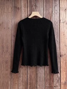 Rusticease Atasan Wanita Lengan Panjang Warna Polos dengan Kancing, Kasual, Elegan Gaya Prancis, Bergaris, Cocok untuk Kantor, Makan Siang, Warna Hitam, Musim Gugur - Hitam - View 2