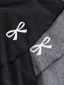 SHEIN Tween Girl Leggings, Casual Uniform Cute Elegant Skorts 2 In 1 With Bow Pattern, Suitable For Spring, Autumn, Summer, Perfect For School Grey Black - Black - View 6