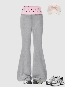 SHEIN Tween Girls Fall Clothes Casual Modest Baggy School Return Campus Grey Minimalist Slim-Fit Long Pants Autumn Pilates Active White Black - Grey - View 5