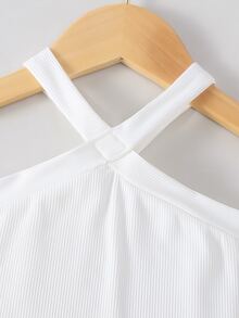 SHEIN Playful Pals 2026夏季新款女童紅白色圓點蛋糕裙套裝，交叉肩帶設計甜美清爽風，2件套韓式優雅度假公主裙 - 紅白色 - 查看 6