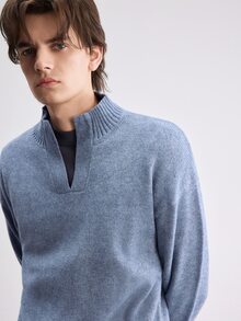 NEOSTRIT Men's Solid Color Casual Versatile Daily Wear Long Sleeve Sweater - Blue - View 8