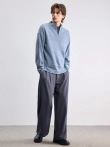 NEOSTRIT Men's Solid Color Casual Versatile Daily Wear Long Sleeve Sweater - Blue - View 7