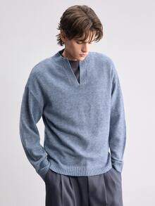 NEOSTRIT Men's Solid Color Casual Versatile Daily Wear Long Sleeve Sweater - Blue - View 5
