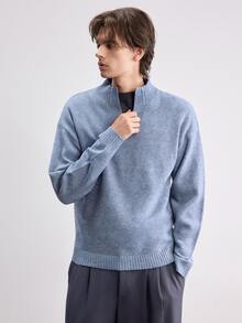 NEOSTRIT Men's Solid Color Casual Versatile Daily Wear Long Sleeve Sweater - Blue - View 6