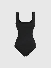 Sweetra 3pcs Women's Solid Color Pleated Casual Minimalist Basic Bodysuit, Versatile For Daily Wear Everyday Daytime Off-White Brown Black Summer - Multicolor - View 9