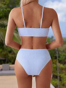 Swim Basics 女士泳衣套裝（2件隨機印花設計，印花版權已購買） - 藍白色 - 查看 3