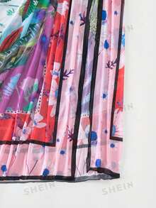 SHEIN Swim 熱帶圖案側打結沙灘纏腰式半身裙 - 彩色 - 查看 6