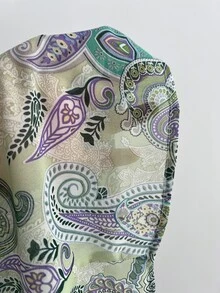 Sunnyshic Women's Casual All-Over Print V-Neck Batwing Sleeve Chiffon T-Shirt - Multicolor - View 7