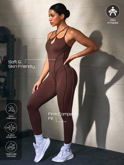 Solea Cove Solea Cove 2026 New Black Soft Skin-Friendly Yoga Sports Backless Jumpsuit