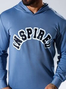 Gym Rark Men's Letter Print Hooded Sports Sweatshirt Men Sweatshirt - Dusty Blue - View 7