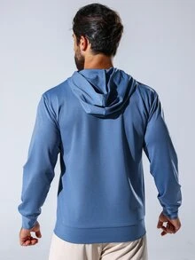 Gym Rark Men's Letter Print Hooded Sports Sweatshirt Men Sweatshirt - Dusty Blue - View 3