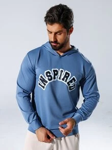 Gym Rark Men's Letter Print Hooded Sports Sweatshirt Men Sweatshirt - Dusty Blue - View 4