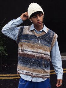 NEOSTRIT Men's Colorblock Casual Versatile Daily Wear Knit Vest Festival Festival Boys Fall/Winter Daily New Pull, Sweaters - Multicolor - View 5
