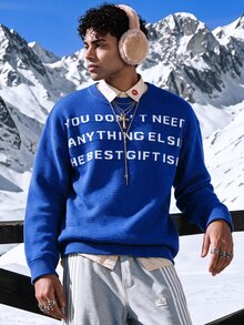 NEOSTRIT Men's Letter Pattern Casual Daily Long Sleeve Sweater - Multicolor - View 5