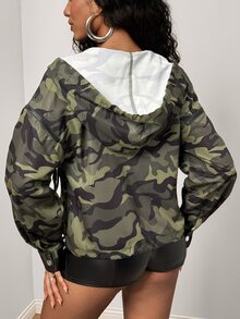 BamGleam Women's Everyday Travel Olive Green Autumn Streetwear Jacket, Women's Autumn Outfit, Autumn Clothing, Women's Winter Clothing - Multicolor - View 3
