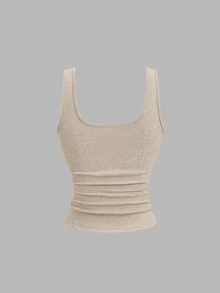 Sweetra Women's Casual Lace Patchwork Camisole - Khaki - View 7