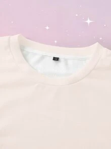 SHEIN X Care Bears Plus Size Women's Cartoon Print Crew Neck Long Sleeve Casual Sweatshirt - White - View 3