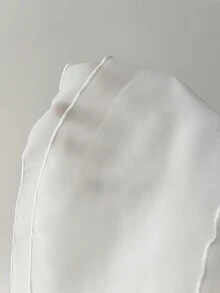 Elamini White Chiffon Mandarin Collar Halter Backless Ruffle Trim Shirt Women's Summer Commuting Sweet Cute Vacation Romantic Elegant Versatile Night Out - White - View 6