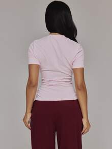 MUSERA 圖案印花「I Love Throwing Fits」粉色圖案口號T恤 春夏款 - 粉色 - 查看 5
