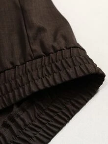 Weeklong Autumn/Winter Plus Size Women's Brown Woven Stand Collar Zipper Short Loose Drop Shoulder Jacket, Casual Versatile Jacket Coat For Daily Wear And Outings - Brown - View 7