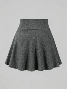 SHEIN Tween Girl Casual Baggy Back To School Sports Skirt, Autumn Fall, Holiday, Comfortable Dark Grey School - Grey - View 3